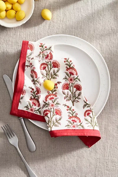 Terrain Calla Cotton Napkins, Set Of 4 In Red