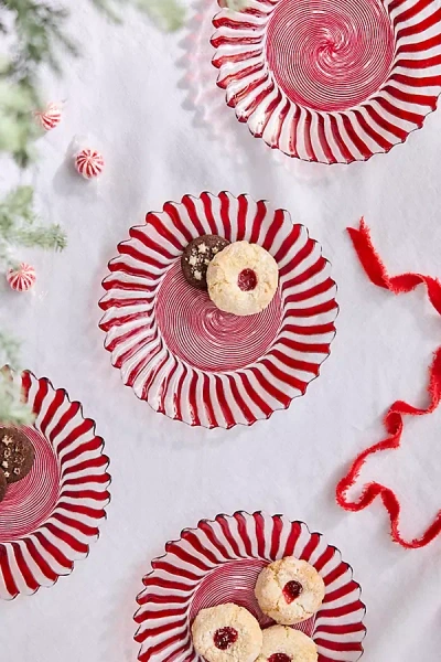 Terrain Candy Cane Glass Side Plates, Set Of 4