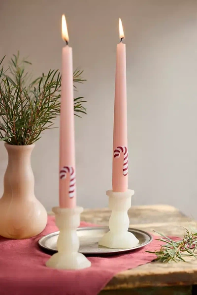Terrain Candy Cane Taper Candles In Pink