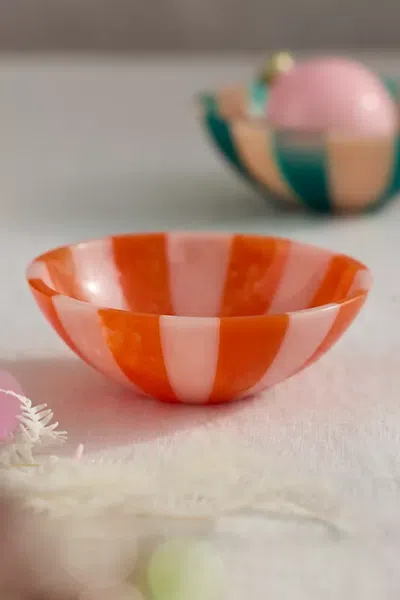 Terrain Candy Stripe Resin Nut Bowl In Orange