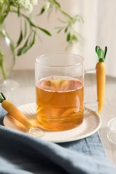 Terrain Carrot Glass Mug With Lid In Transparent