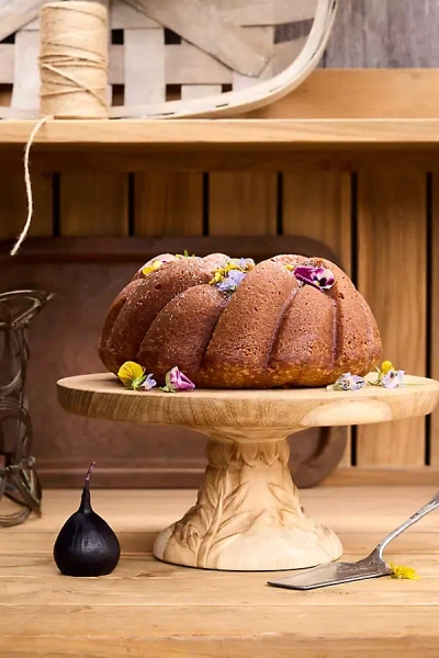 Terrain Carved Teak Cake Stand