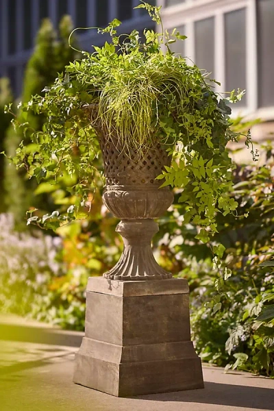 Terrain Cast Iron Lattice Urn In Brown