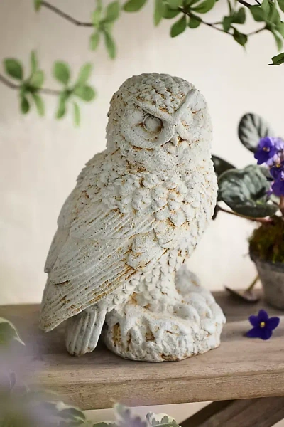 Terrain Cast Iron Owl, 10" White