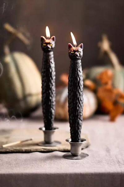 Terrain Cat Taper Candles, Set Of 2 In Black