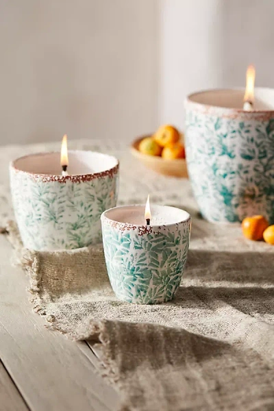 Terrain Ceramic Citronella + Thyme Candle, Coral Floral
