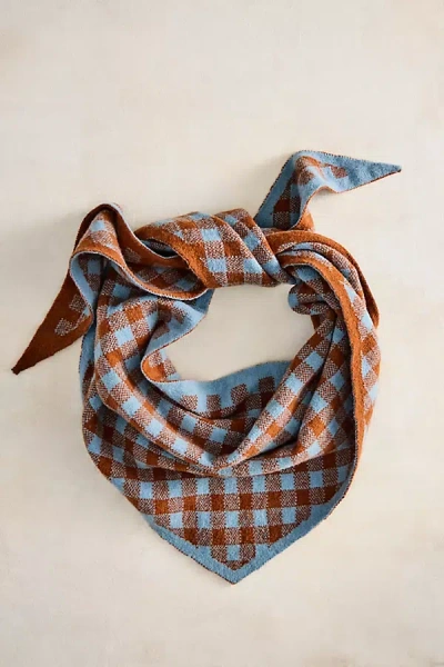 Terrain Checkered Triangle Scarf In Blue