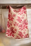 Terrain Cherry Floral Linen Dish Towel In Red