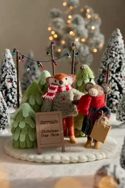 Terrain Christmas Tree Farm Felt Critter Scene In Multi