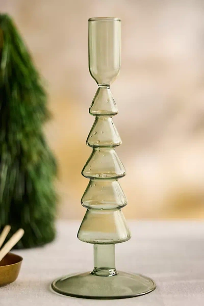 Terrain Christmas Tree Glass Taper Holder In Green