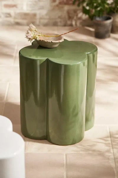 Terrain Clover Ceramic Stool In Green