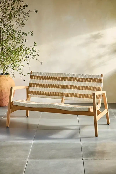 Terrain Coastline Wicker + Teak Two Seat Sofa In Brown