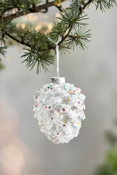 Terrain Colorful Beaded Pinecone Glass Ornament