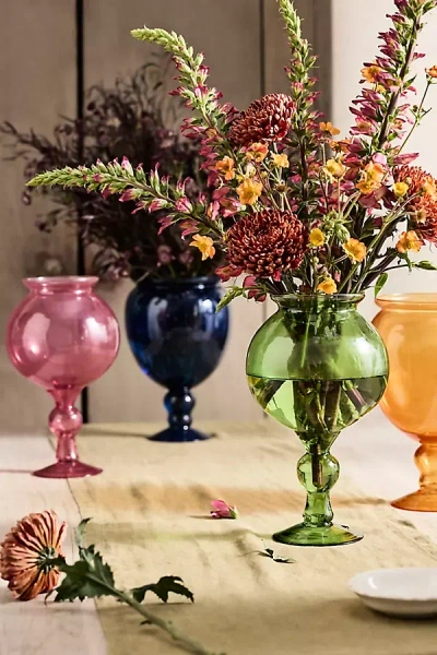 Terrain Colorful Footed Glass Vase In Multi