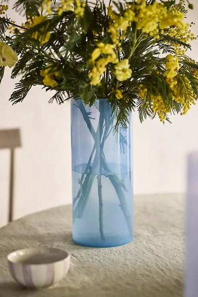 Terrain Colorful Glass Column Vase In Blue