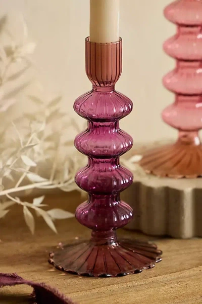 Terrain Colorful Glass Ribbed Taper Holder