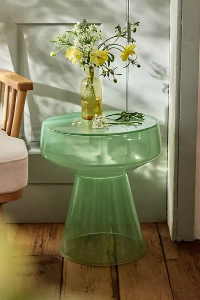 Terrain Colorful Glass Side Table, Wide In Green