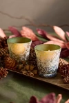 Terrain Colorful Rustic Glass Votive Holders, Set Of 2 In Gold