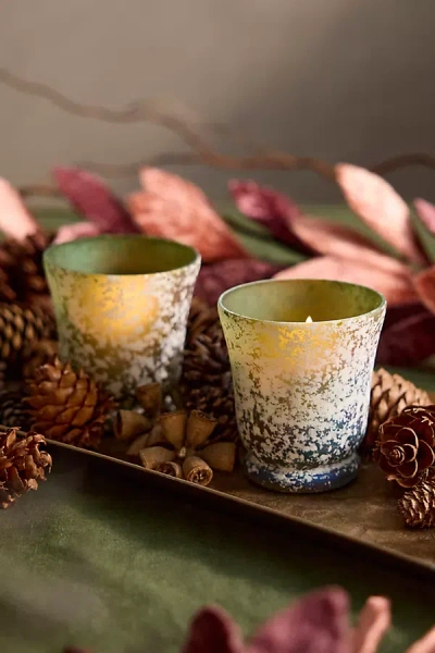 Terrain Colorful Rustic Glass Votive Holders, Set Of 2 In Gold