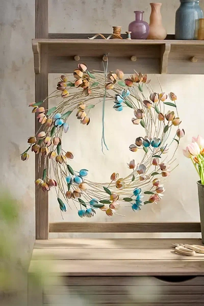 Terrain Colorful Tulips Iron Wreath