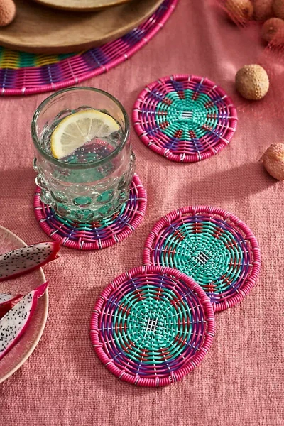 Terrain Colorful Woven Coasters, Set Of 4 In Multicolor