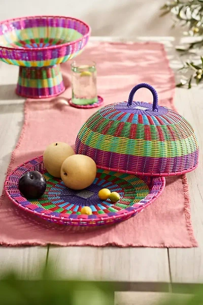 Terrain Colorful Woven Food Cover + Tray Set