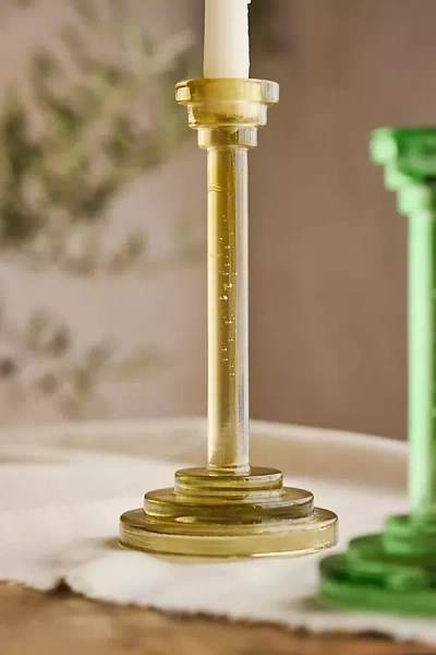 Terrain Column Glass Taper Holder In Yellow
