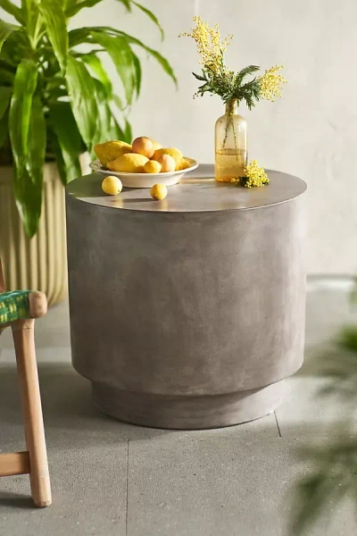 Terrain Concrete Barrel Side Table In Gray