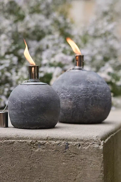 Terrain Concrete Sphere Oil Burner In Multi