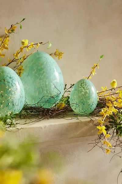 Terrain Confetti Luster Glass Egg, Large In Green