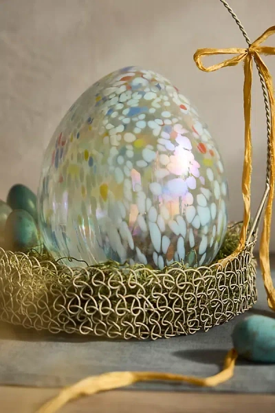 Terrain Confetti Luster Glass Egg, Large In Transparent