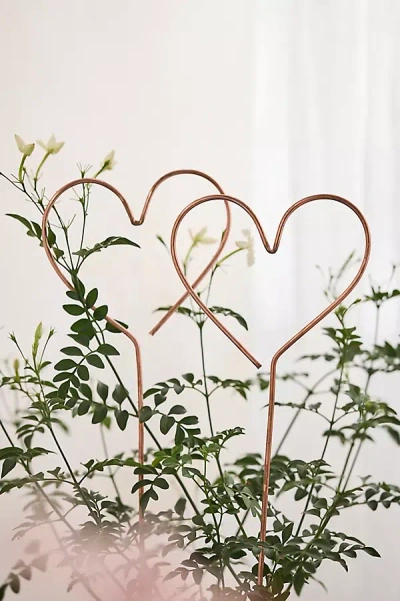 Terrain Copper Heart Stakes, Set Of 2 In Green
