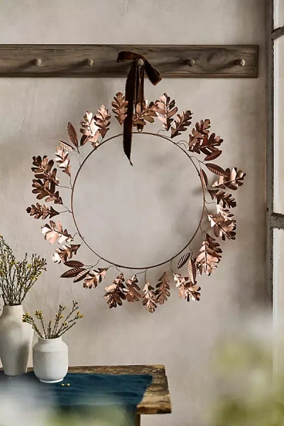 Terrain Copper Oak Leaves Wreath In Brown