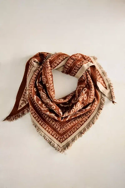Terrain Cozy Paisley Triangle Scarf In Brown
