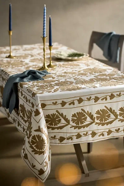 Terrain Crewel Stitch Cotton Tablecloth