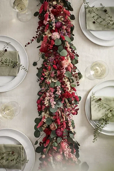 Terrain Crimson Blooms Dried Garland