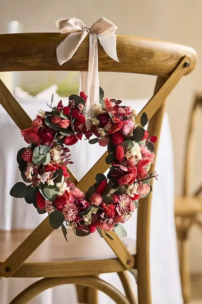 Terrain Crimson Blooms Mini Dried Wreath