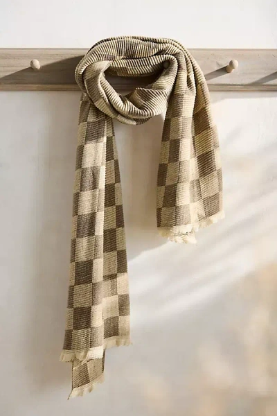 Terrain Crinkle Check Scarf In Neutral