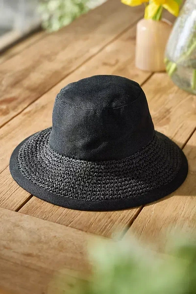 Terrain Crochet Brim Bucket Hat In Black