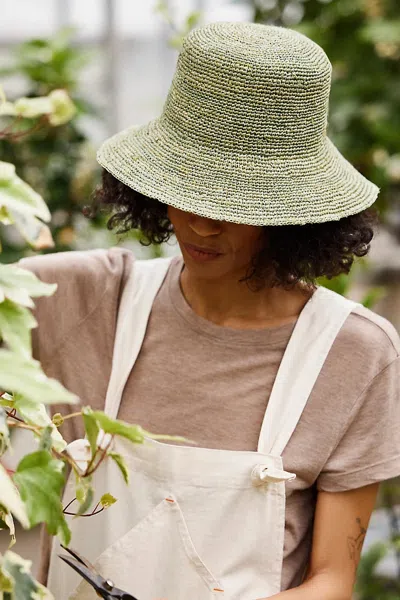 Terrain Crochet Raffia Bucket Hat In Grey