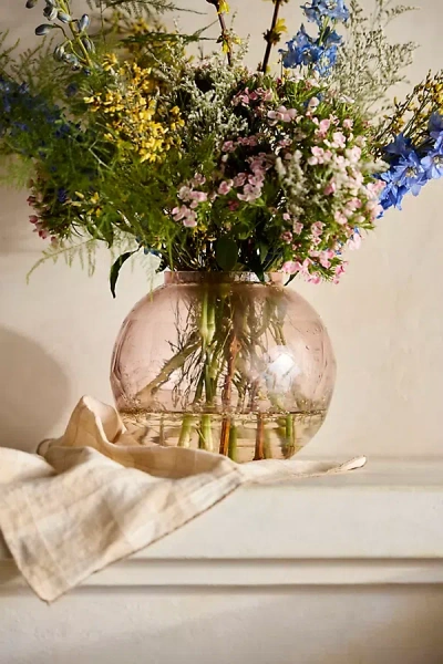 Terrain Cut Glass Orb Vase In Pink