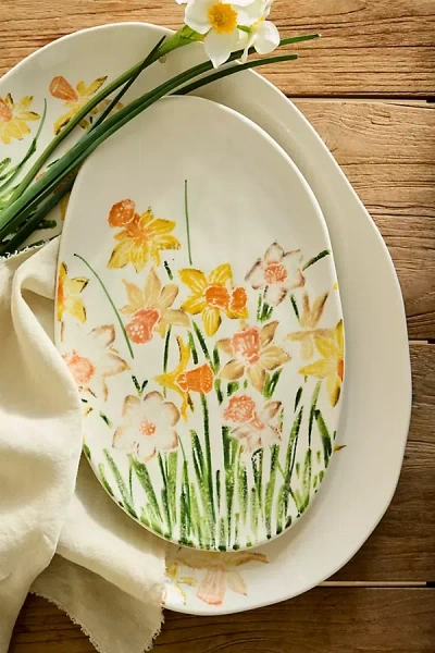 Terrain Daffodil Stoneware Serving Platter, Small In White