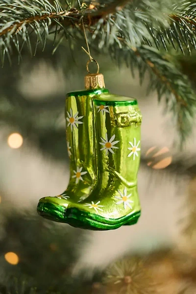 Terrain Daisy Rain Boot Glass Ornament In Green
