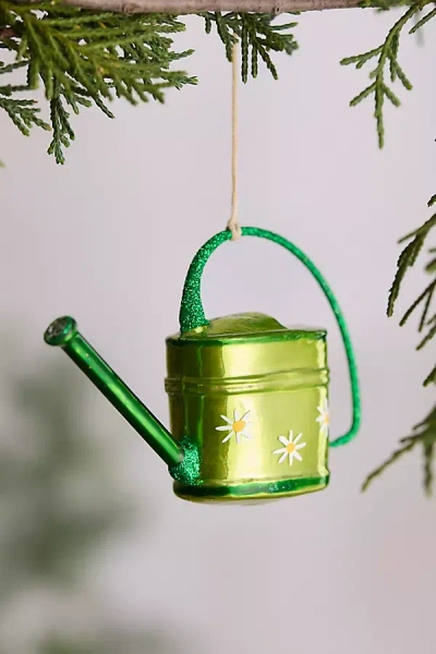 Terrain Daisy Watering Can Glass Ornament In Green