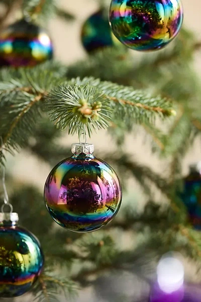 Terrain Dark Iridescent Glass Globe Ornaments, Set Of 8 In Multi