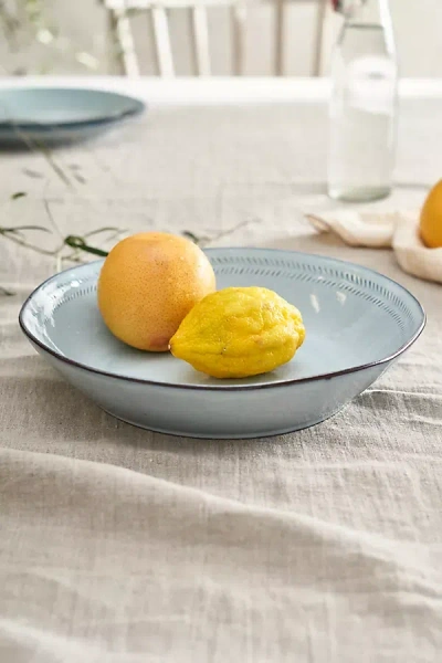 Terrain Dashed Rim Stoneware Low Bowl In Gray