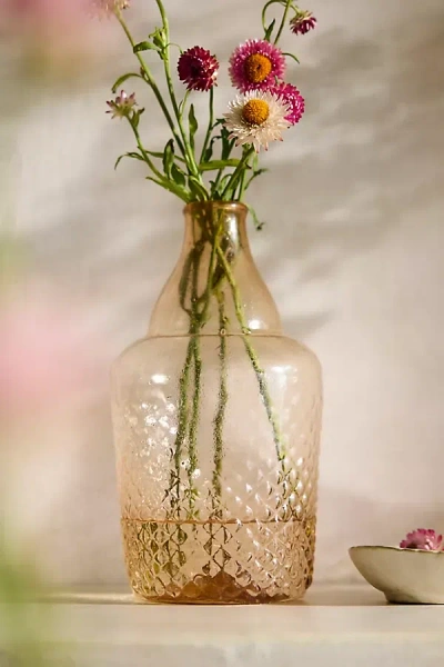 Terrain Dimpled Recycled Glass Vase In Brown