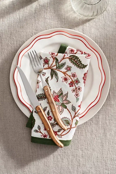 Terrain Divya Cotton Napkins, Set Of 4 Green In Multi