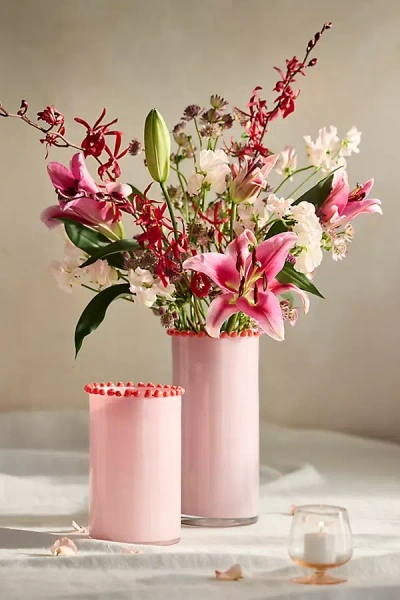 Terrain Dotted Rim Pink Glass Vase