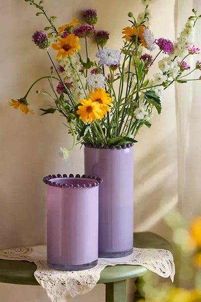 Terrain Dotted Rim Pink Glass Vase In Purple
